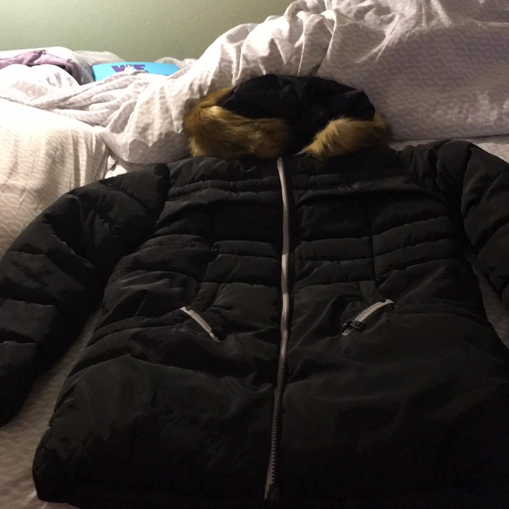 Fur lined puff coat